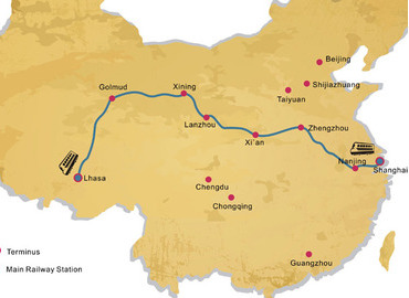 Shanghai to Lhasa train map Shanghai to Lhasa train map