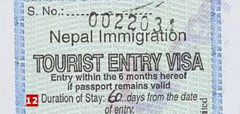 Nepal Visa issued by Nepal Immigration Tourist entry visa