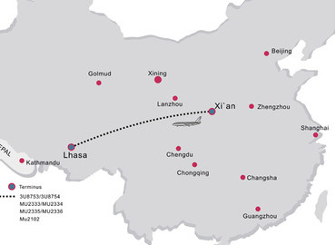 Xian is an important hub to fly to Tibet, as there are 7 daily flights. Xian is an important hub to fly to Tibet, as there are 7 daily flights.