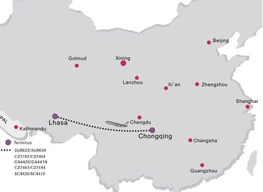 There're 10~13 direct flights from Chongqing to Tibet everyday. There're 10~13 direct flights from Chongqing to Tibet everyday.