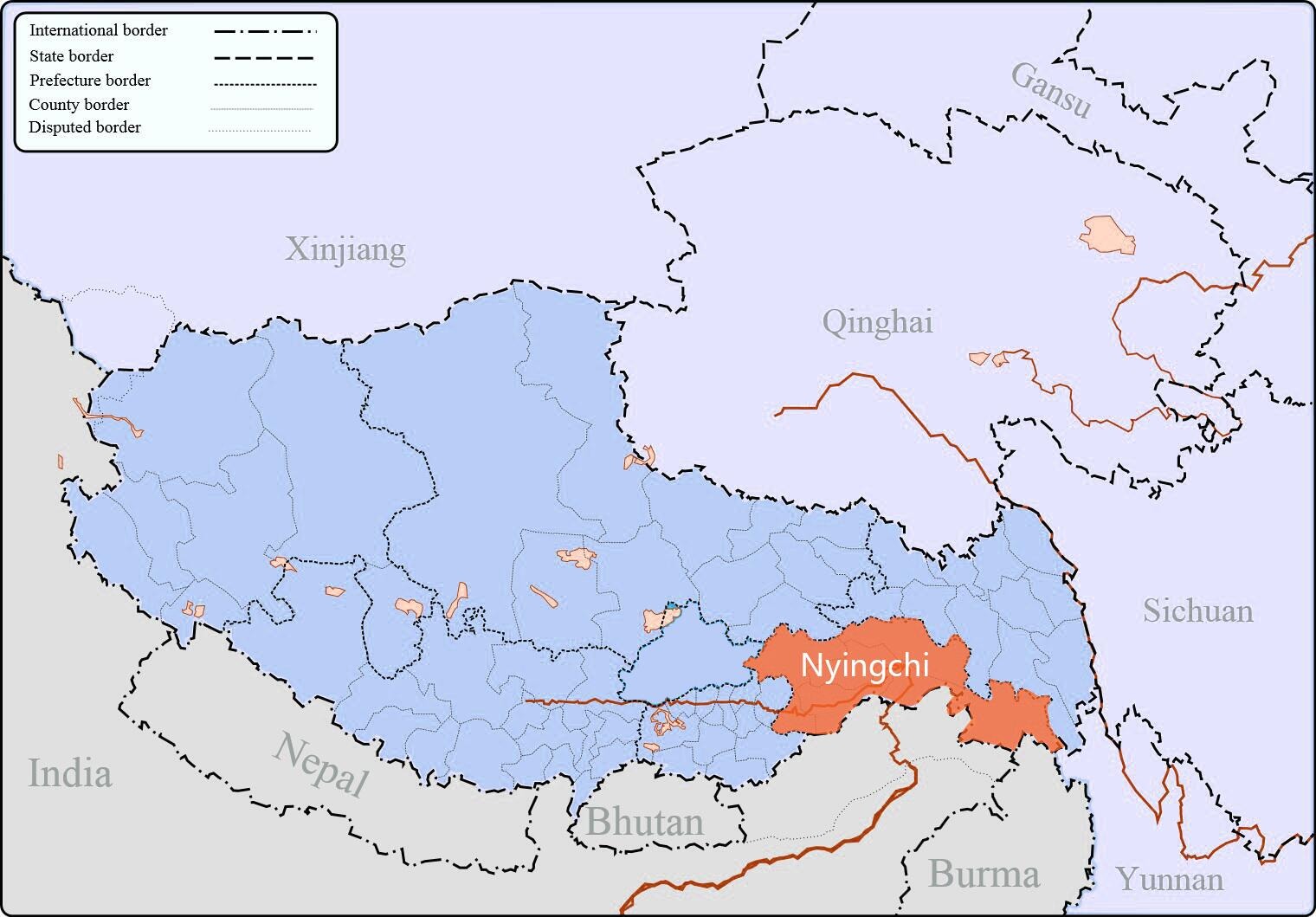 Nyingchi Maps: Tourist Attractions, Travel Routes, Counties Nearby