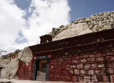 The entrance of the Milarepa’s Meditation Cave is very secluded.