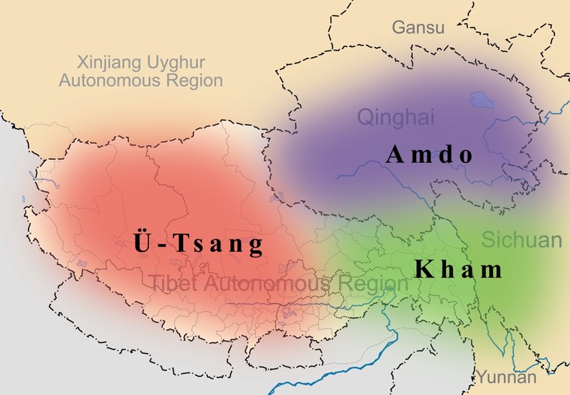 The location of Ü-Tsang, Kham, Amdo The location of Ü-Tsang, Kham, Amdo