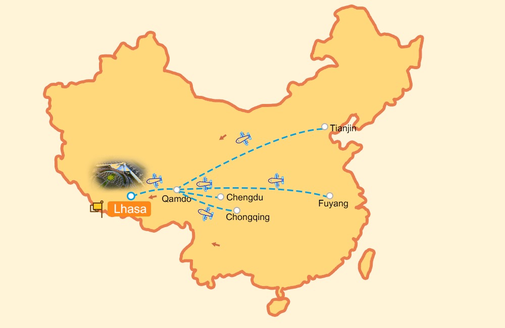 Flight routes to Qamdo Bamda Airport
