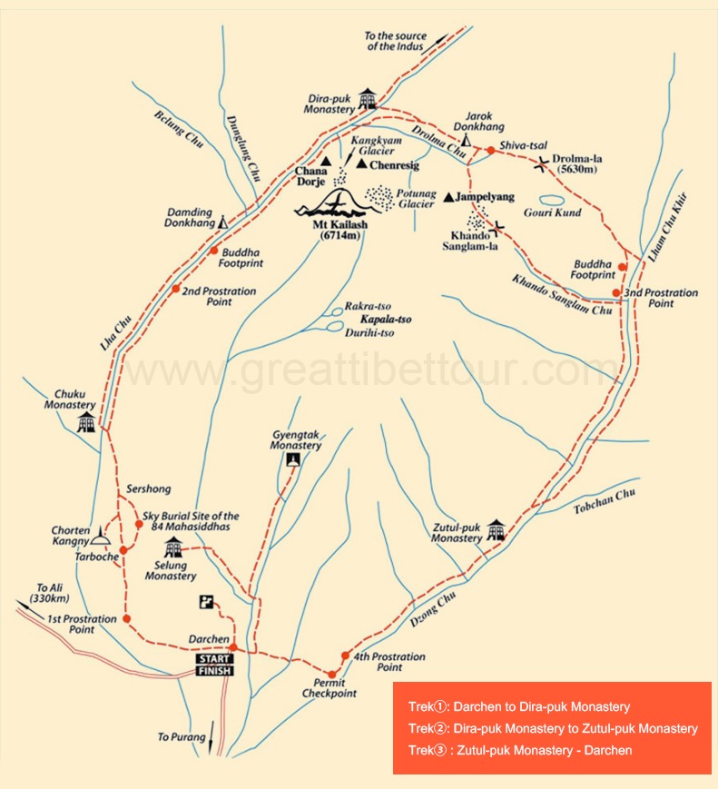 Mt.Kailash trekking map Mt.Kailash trekking map