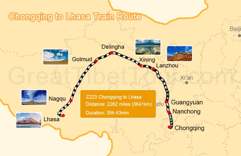 The scenery along the railway is attractive. Chongqing Lhasa train route