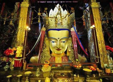 Maitreya Buddha Statue enshrined at Tashilhunpo Monastery. Maitreya Buddha Statue enshrined at Tashilhunpo Monastery.