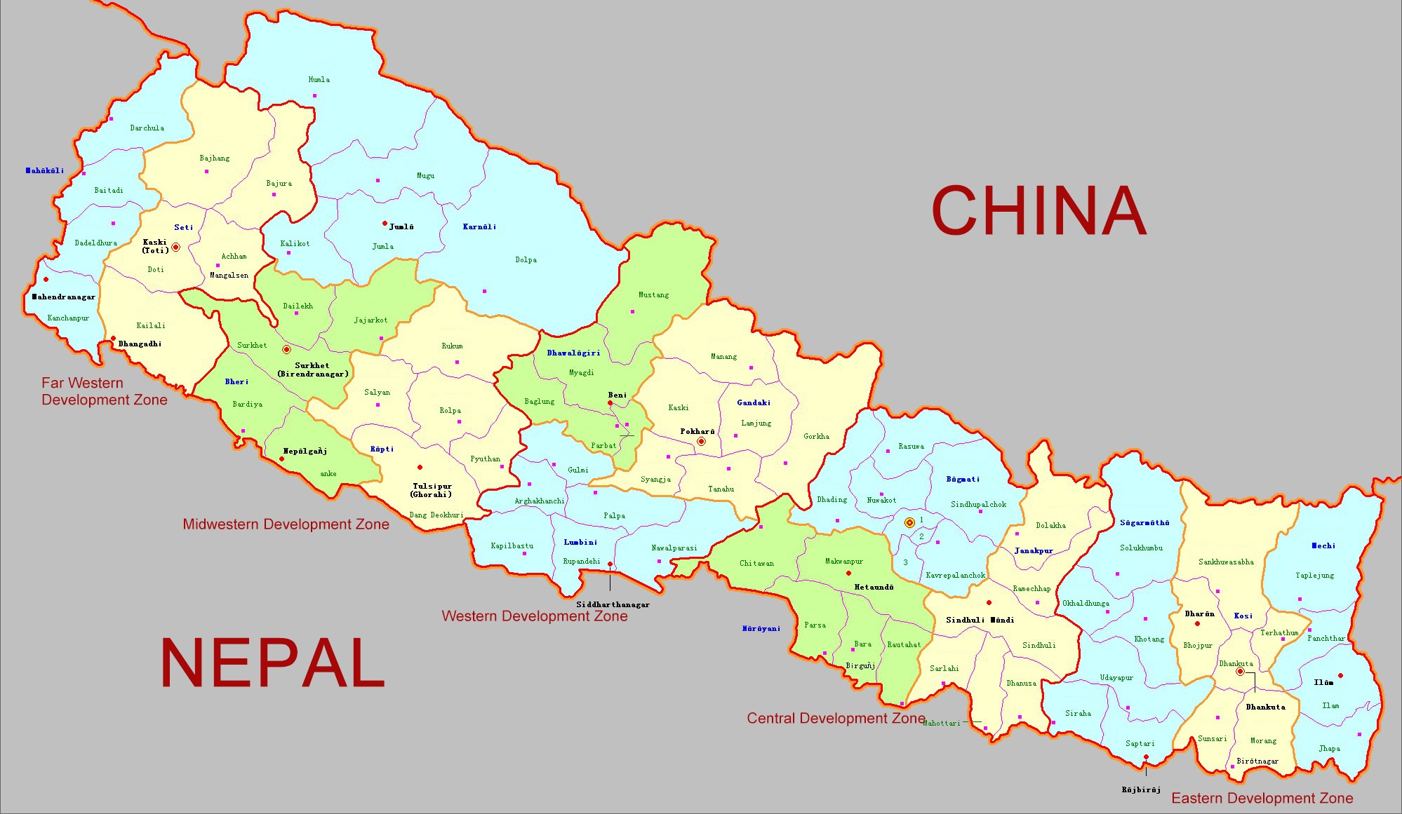 Printable Map Of Nepal