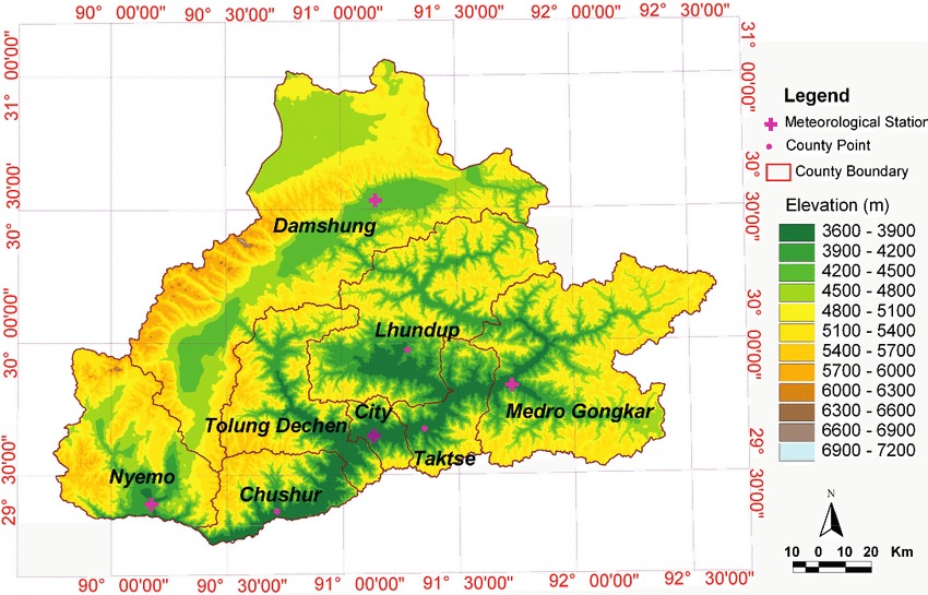 Lhasa terrian map Lhasa terrian map