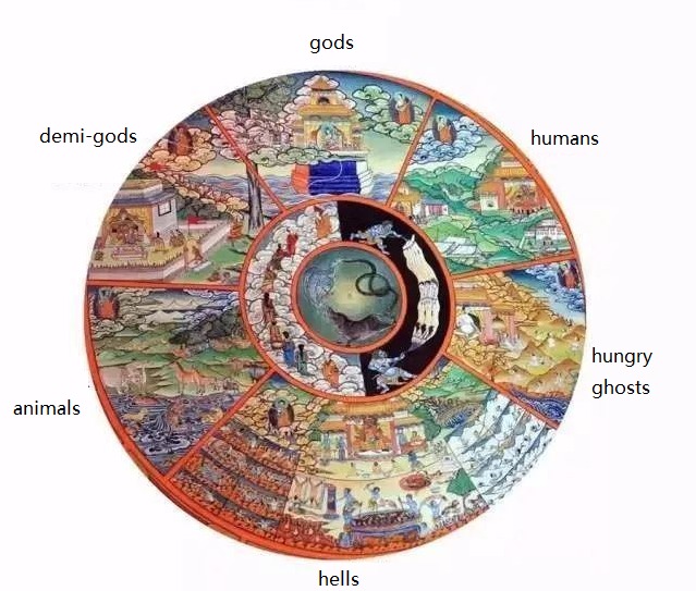 six great divisions in the wheel of karma