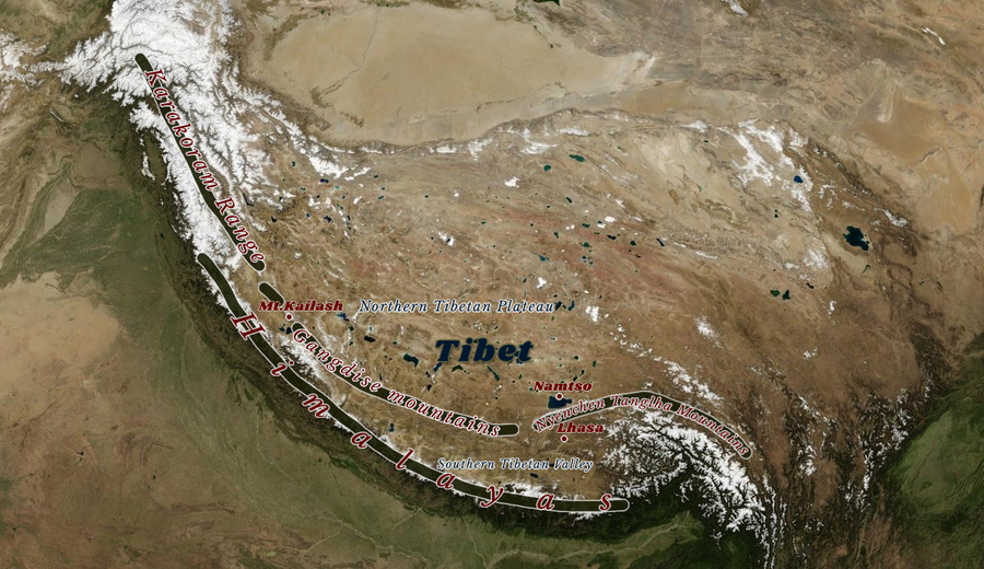Map of Gangdise Range